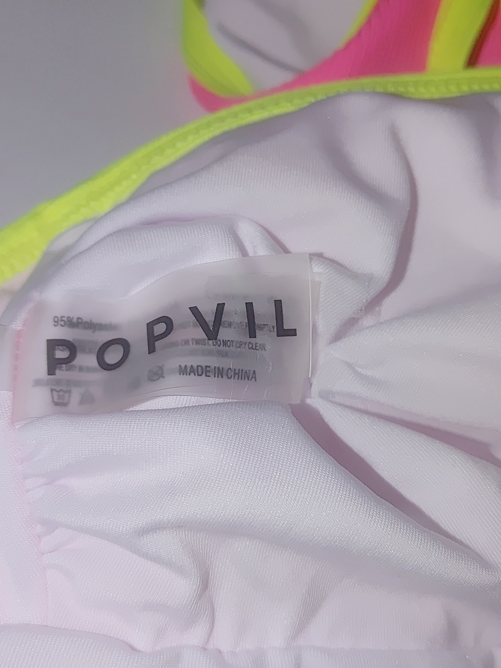 Popvil Womens XL Neon Color Block Summer High Waist Brallete Pink Bikini Two Pie
